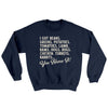 You Name It Ugly Sweater Navy | Funny Shirt from Famous In Real Life