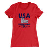 USA Drinking Team Women's T-Shirt Red | Funny Shirt from Famous In Real Life