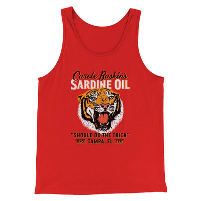 Carole Baskin's Sardine Oil Funny Movie Men/Unisex Tank Top Red | Funny Shirt from Famous In Real Life