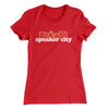 Speaker City Women's T-Shirt Red | Funny Shirt from Famous In Real Life