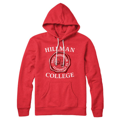Hillman College Hoodie Red | Funny Shirt from Famous In Real Life