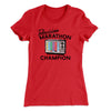 Television Marathon Champion Funny Women's T-Shirt Red | Funny Shirt from Famous In Real Life