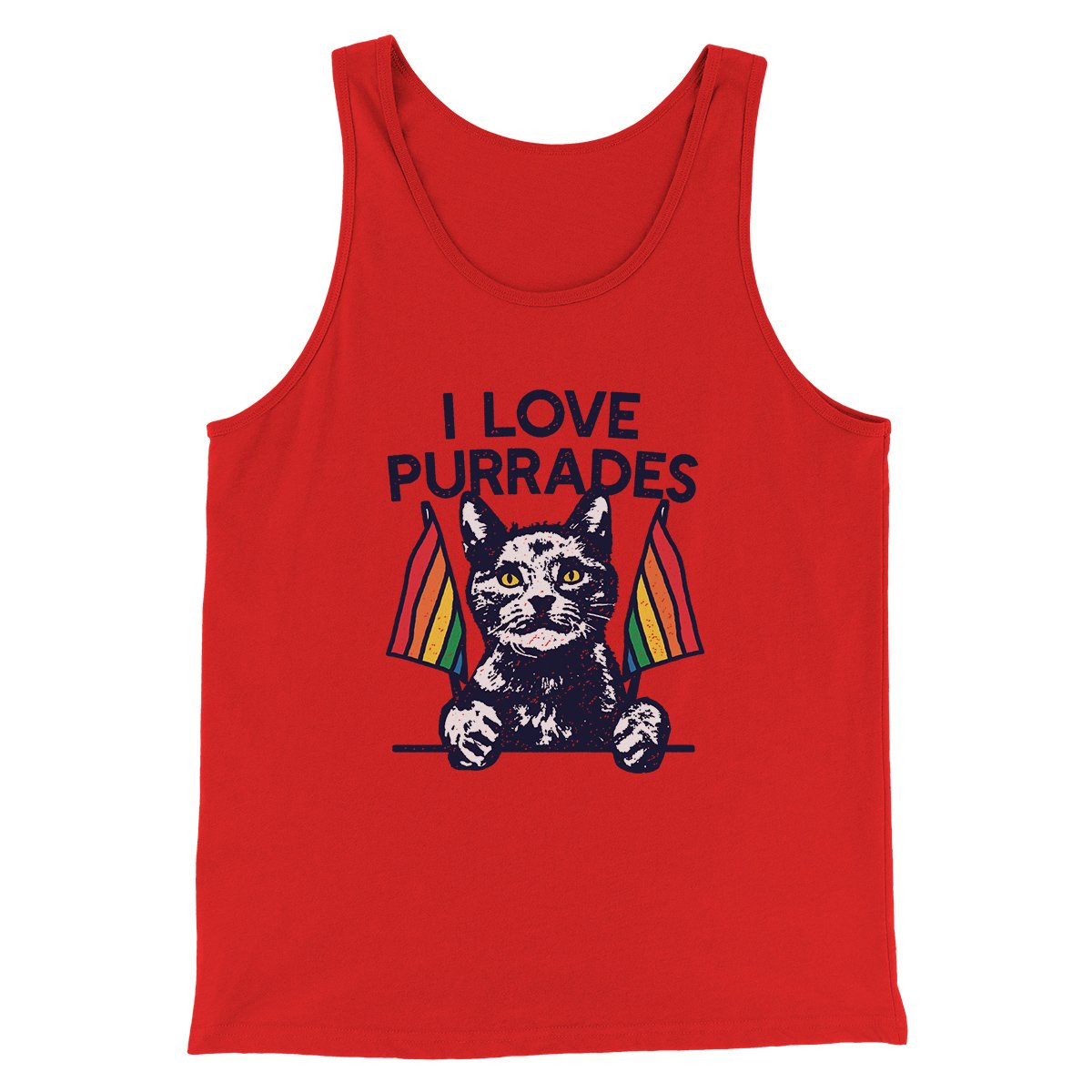 I Love Purrades Men/Unisex Tank Red | Funny Shirt from Famous In Real Life