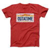Outatime License Plate Funny Movie Men/Unisex T-Shirt Red | Funny Shirt from Famous In Real Life