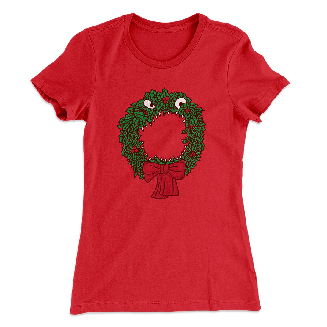 Christmas Nightmare Wreath Women's T-Shirt Red | Funny Shirt from Famous In Real Life