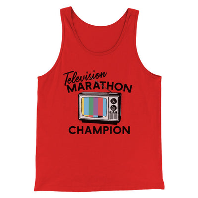 Television Marathon Champion Funny Movie Men/Unisex Tank Top Red | Funny Shirt from Famous In Real Life