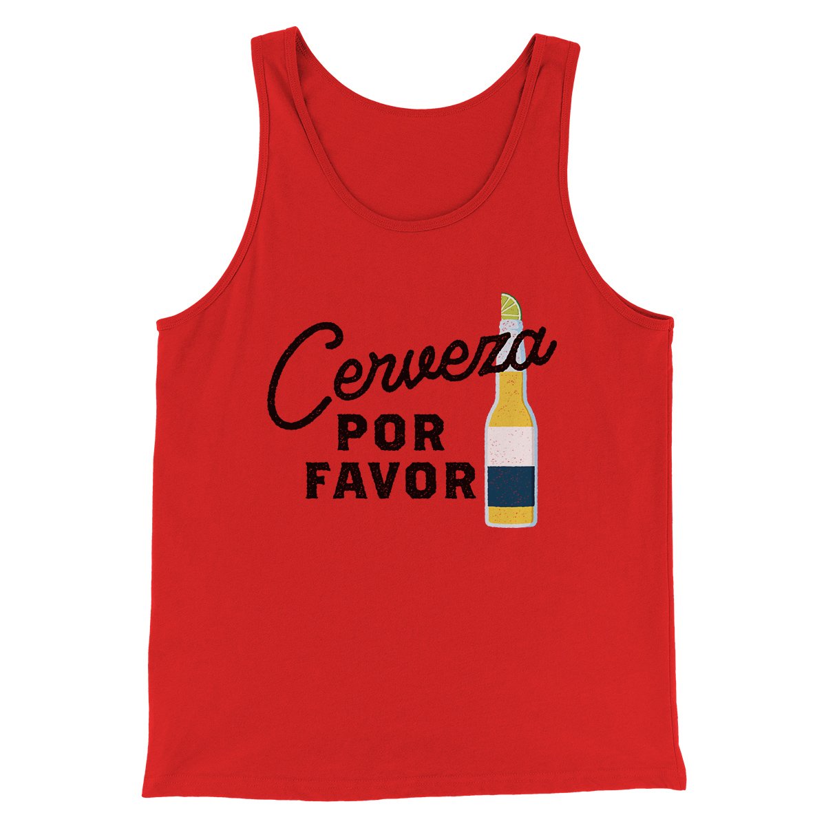 Cerveza, Por Favor Men/Unisex Tank Red | Funny Shirt from Famous In Real Life