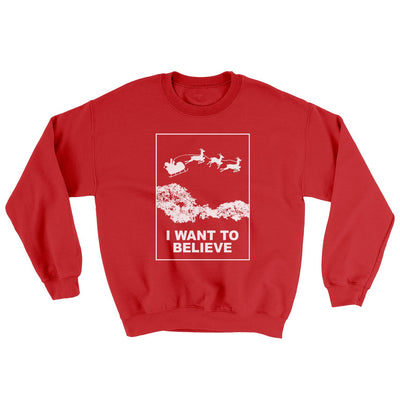 I Want to Believe Men/Unisex Ugly Sweater Red | Funny Shirt from Famous In Real Life