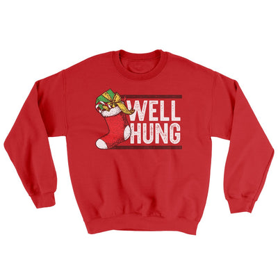 Well Hung Ugly Sweater Red | Funny Shirt from Famous In Real Life