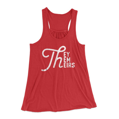 They, Them, Theirs Women's Flowey Tank Top Red | Funny Shirt from Famous In Real Life