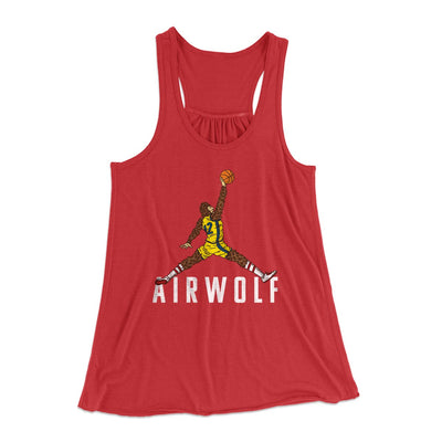 Air Wolf Women's Flowey Tank Top Red | Funny Shirt from Famous In Real Life