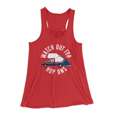 Watch Out For Hop-Ons Women's Flowey Tank Top Red | Funny Shirt from Famous In Real Life