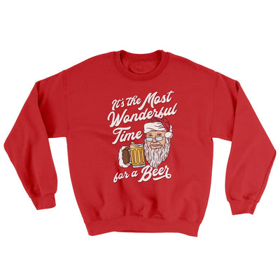 It's The Most Wonderful Time For A Beer Ugly Sweater Red | Funny Shirt from Famous In Real Life