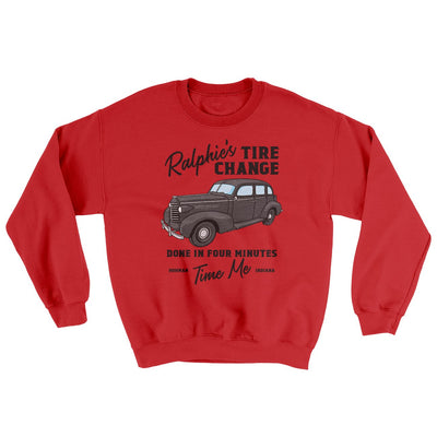 Ralphie's Tire Change Ugly Sweater Red | Funny Shirt from Famous In Real Life