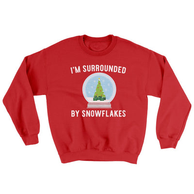 I'm Surrounded By Snowflakes Ugly Sweater Red | Funny Shirt from Famous In Real Life