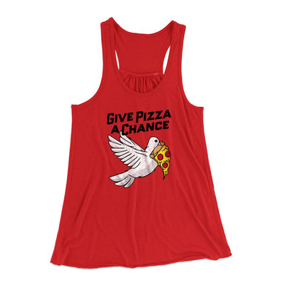 Give Pizza A Chance Women's Flowey Tank Top Red | Funny Shirt from Famous In Real Life