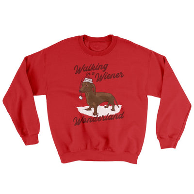 Walking In A Wiener Wonderland Ugly Sweater Red | Funny Shirt from Famous In Real Life
