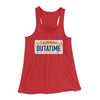 Outatime License Plate Women's Flowey Tank Top Red | Funny Shirt from Famous In Real Life