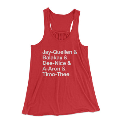 Substitute Teacher Names Women's Flowey Tank Top Red | Funny Shirt from Famous In Real Life