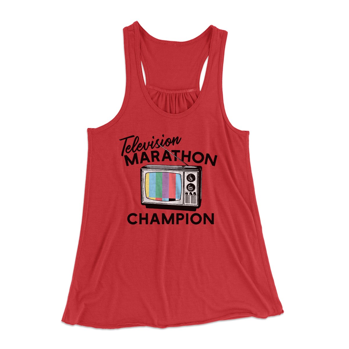 Television Marathon Champion Funny Women's Flowey Tank Top | Funny Shirt from Famous In Real Life