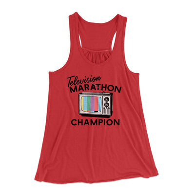 Television Marathon Champion Funny Women's Flowey Tank Top Red | Funny Shirt from Famous In Real Life