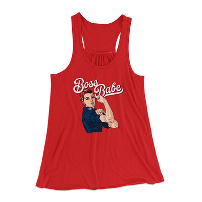 Boss Babe Women's Flowey Tank Top Red | Funny Shirt from Famous In Real Life