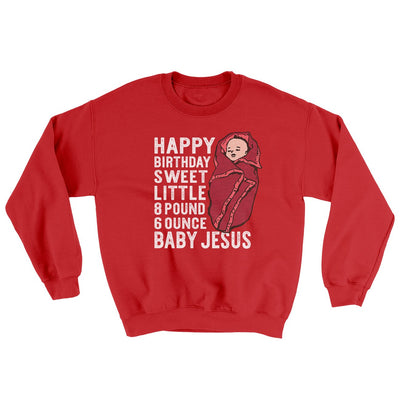 Happy Birthday Baby Jesus Funny Movie Men/Unisex Ugly Sweater Red | Funny Shirt from Famous In Real Life