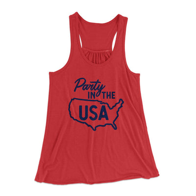 Party in the USA Women's Flowey Tank Top Red | Funny Shirt from Famous In Real Life