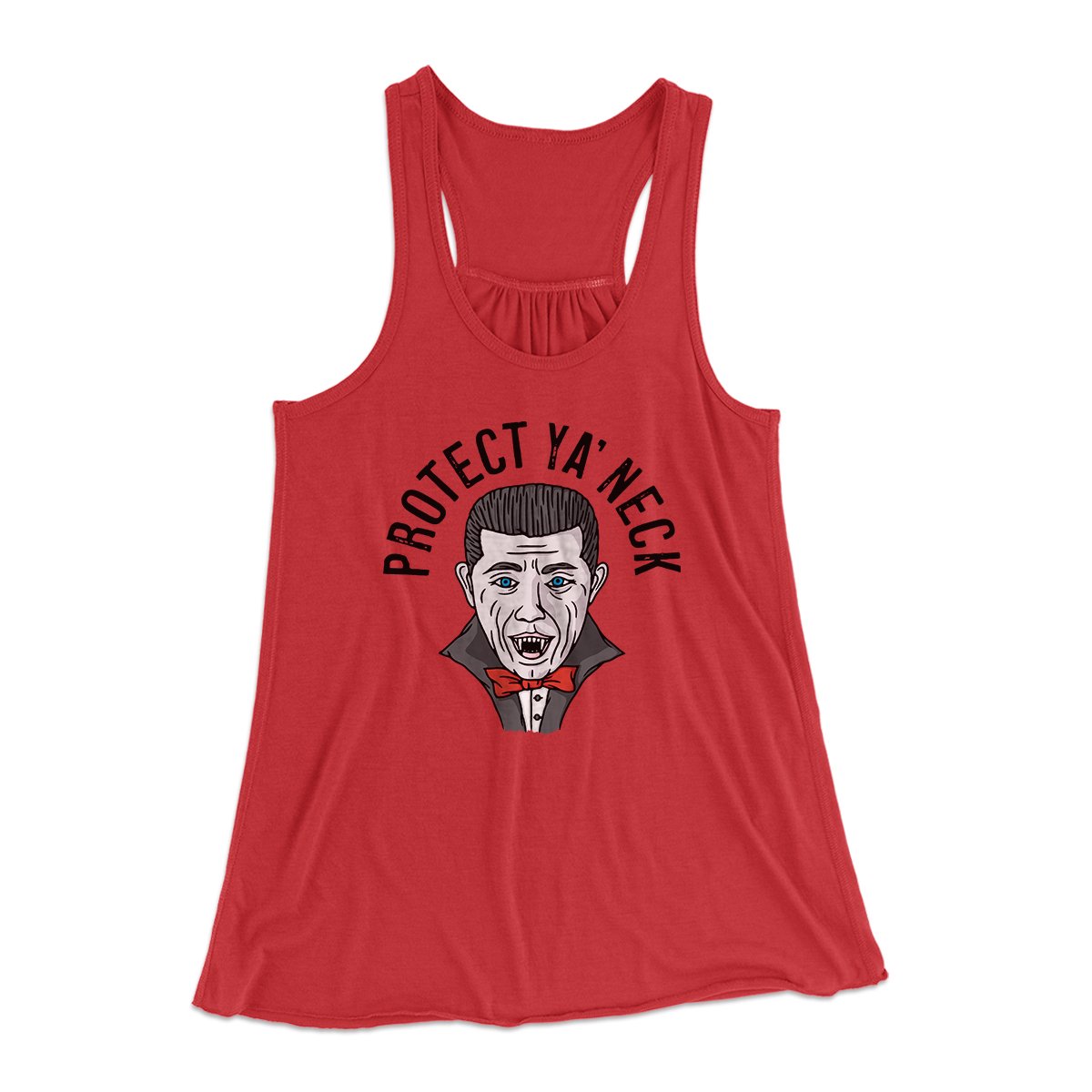 Protect Ya' Neck Women's Flowey Tank Top Red | Funny Shirt from Famous In Real Life