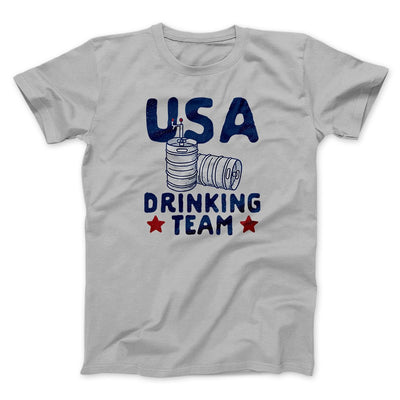 USA Drinking Team Men/Unisex T-Shirt Silver | Funny Shirt from Famous In Real Life