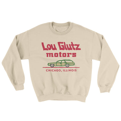 Lou Glutz Motors Men/Unisex Ugly Sweater Sand | Funny Shirt from Famous In Real Life