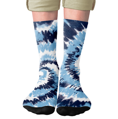 Carolina Blue Tie Dye Adult Crew Socks | Funny Shirt from Famous In Real Life