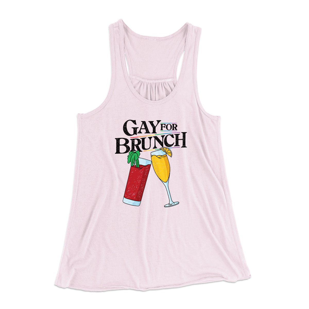 Gay for Brunch Women's Flowey Tank Top Soft Pink | Funny Shirt from Famous In Real Life