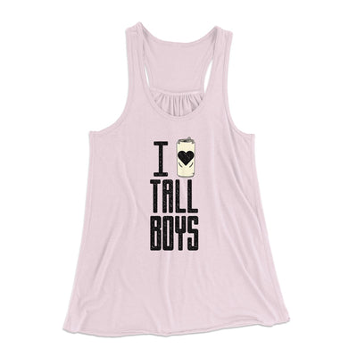I Love Tall Boys Women's Flowey Tank Top Light Pink | Funny Shirt from Famous In Real Life