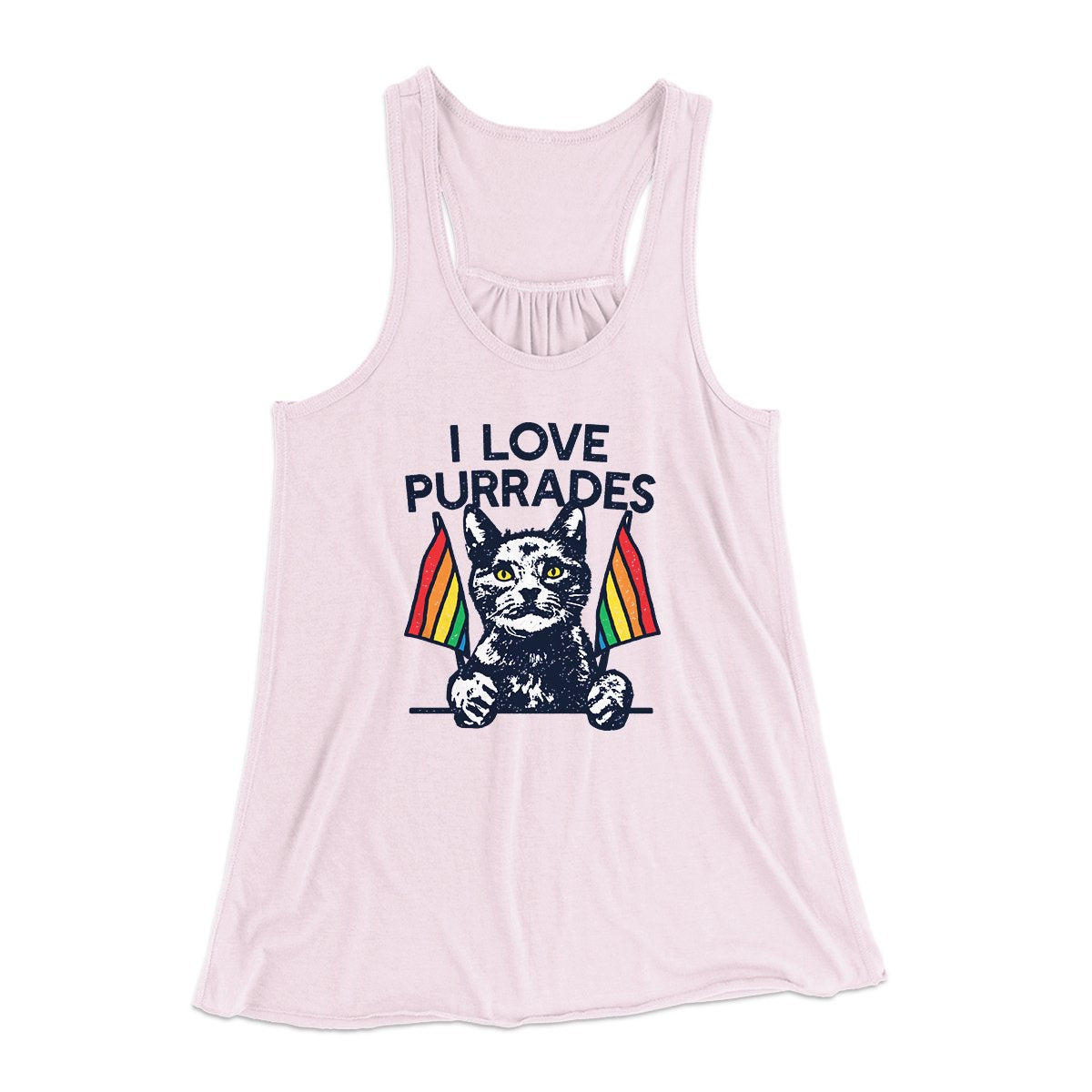 I Love Purrades Women's Flowey Tank Top Soft Pink | Funny Shirt from Famous In Real Life
