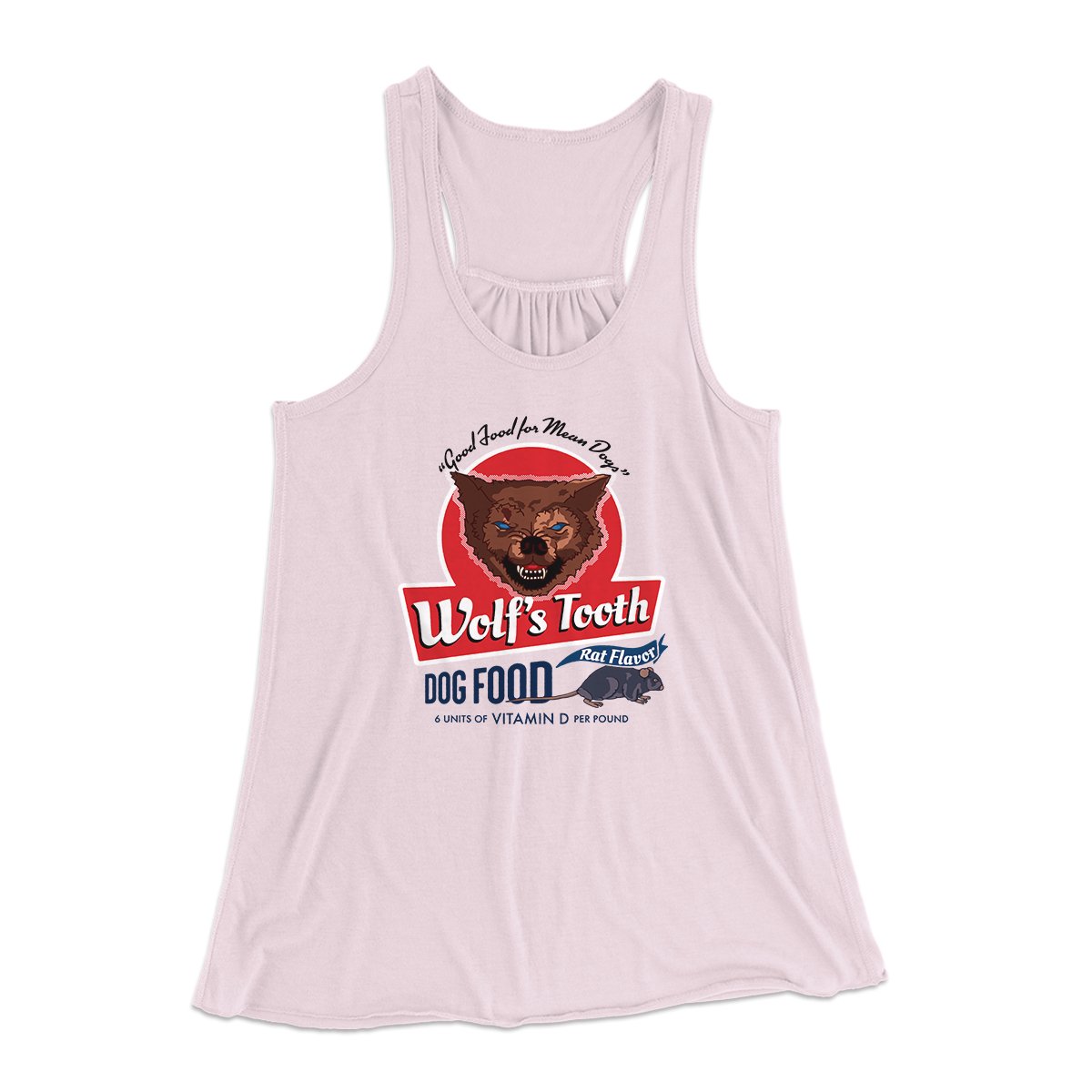 Wolf's Tooth Dog Food Women's Flowey Tank Top Soft Pink | Funny Shirt from Famous In Real Life