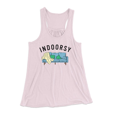 Indoorsy Women's Flowey Tank Top Soft Pink | Funny Shirt from Famous In Real Life