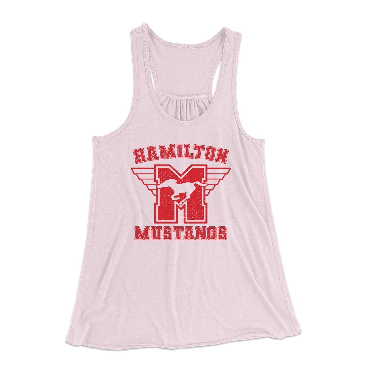 Hamilton Mustangs Women's Flowey Tank Top Soft Pink | Funny Shirt from Famous In Real Life