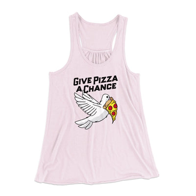 Give Pizza A Chance Women's Flowey Tank Top Soft Pink | Funny Shirt from Famous In Real Life