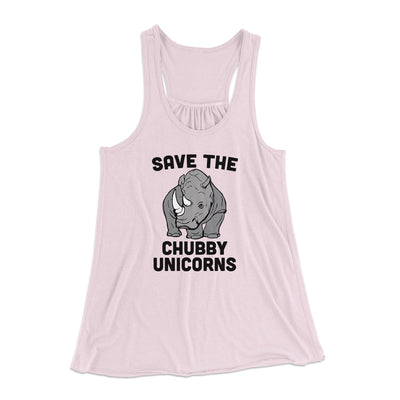Save The Chubby Unicorns Women's Flowey Tank Top Soft Pink | Funny Shirt from Famous In Real Life