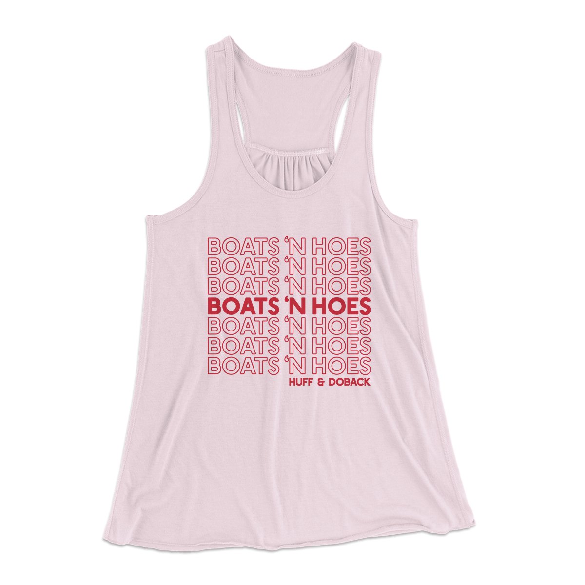Boats 'N Hoes Women's Flowey Tank Top Soft Pink | Funny Shirt from Famous In Real Life