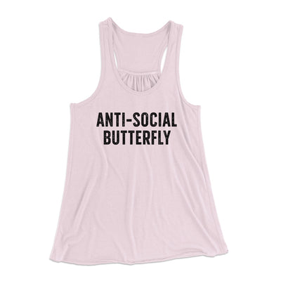 Anti-Social Butterfly Funny Women's Flowey Tank Top Soft Pink | Funny Shirt from Famous In Real Life