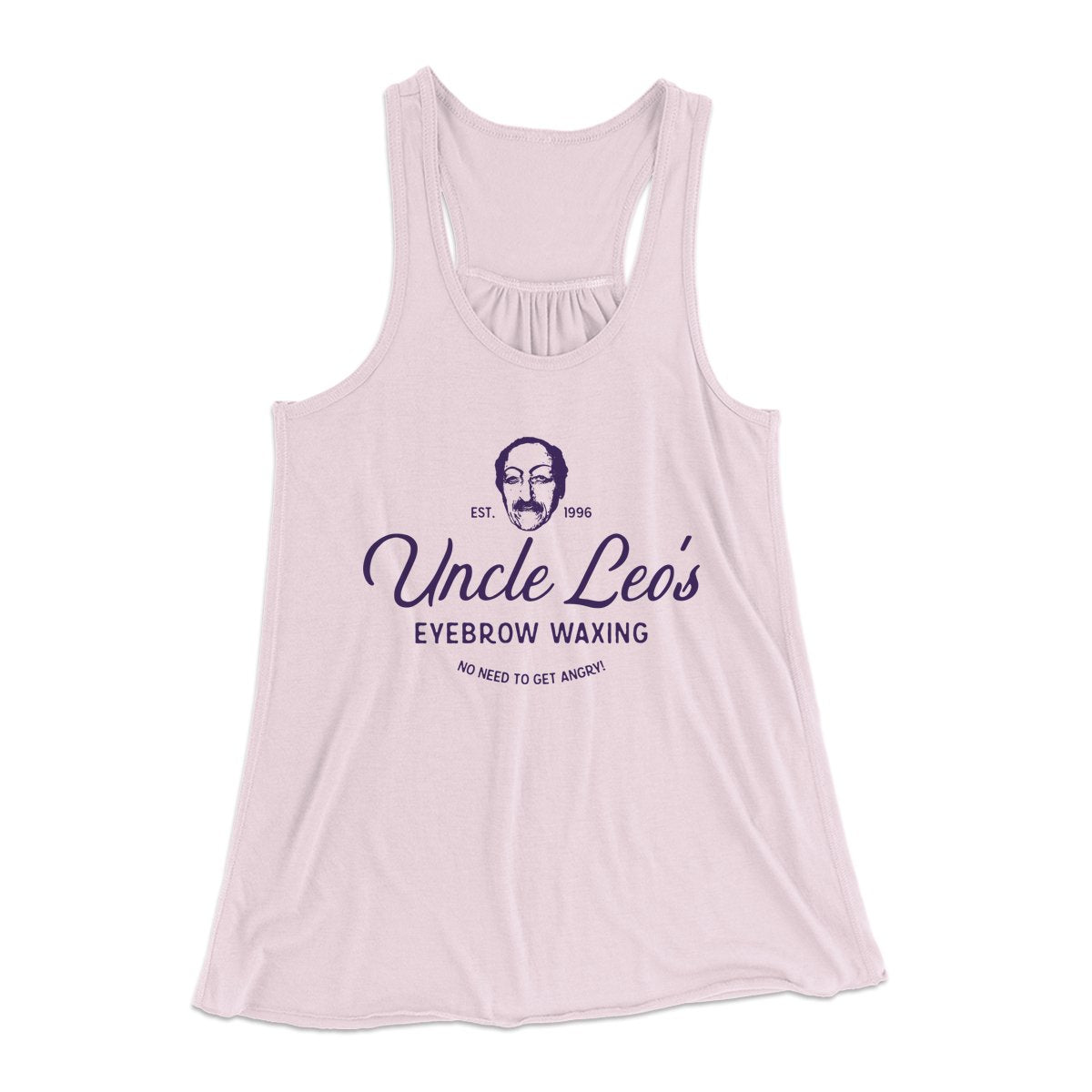 Uncle Leo's Eyebrow Waxing Women's Flowey Tank Top Soft Pink | Funny Shirt from Famous In Real Life