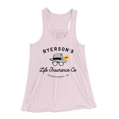Ryerson's Life Insurance Women's Flowey Tank Top Soft Pink | Funny Shirt from Famous In Real Life