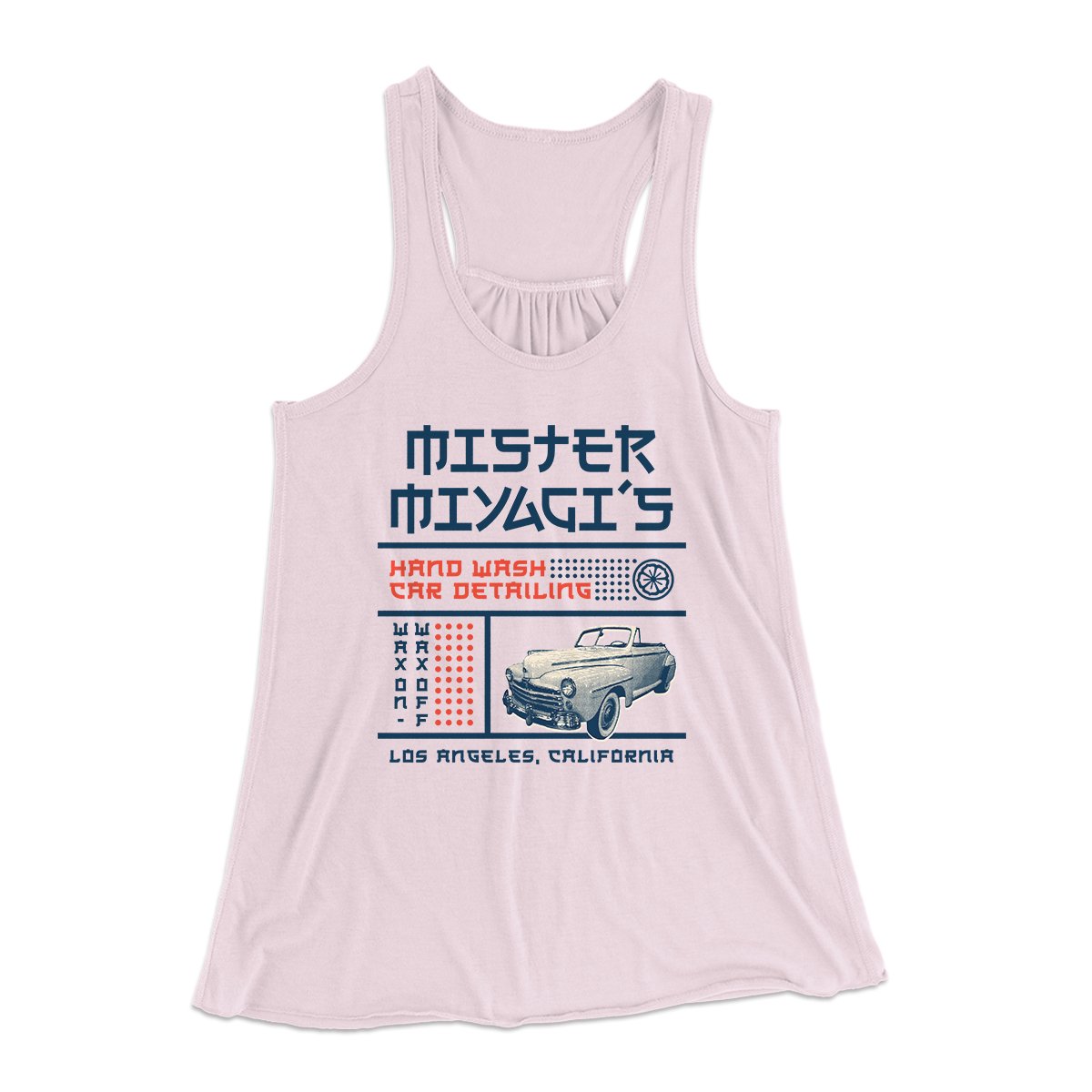 Mr. Miyagi's Car Detailing Women's Flowey Tank Top Soft Pink | Funny Shirt from Famous In Real Life