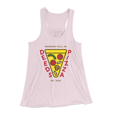 Deeds Pizza Women's Flowey Tank Top Soft Pink | Funny Shirt from Famous In Real Life