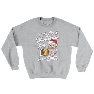 It's The Most Wonderful Time For A Beer Ugly Sweater Sport Grey | Funny Shirt from Famous In Real Life