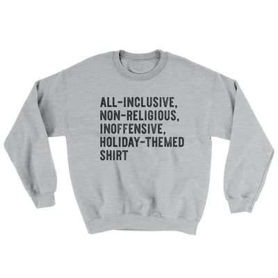All Inclusive Holiday Themed Ugly Sweater Sport Grey | Funny Shirt from Famous In Real Life