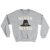 Never Settle Ugly Sweater Sport Grey | Funny Shirt from Famous In Real Life