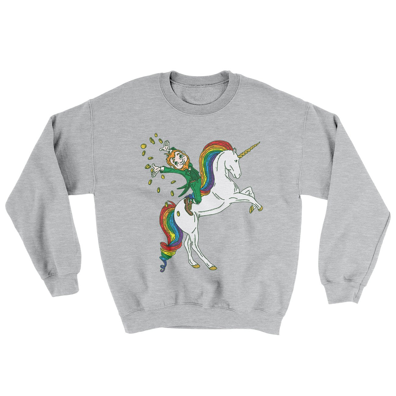 Leprechaun Unicorn Jockey Ugly Sweater Sport Grey | Funny Shirt from Famous In Real Life
